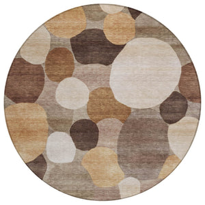 HomeRoots 8' Brown Copper and Beige Geometric Washable Rug - Durable Indoor/Outdoor Area Rug for All Spaces 689525