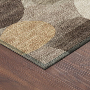 HomeRoots 8' Brown Copper and Beige Geometric Washable Rug - Durable Indoor/Outdoor Area Rug for All Spaces 689525