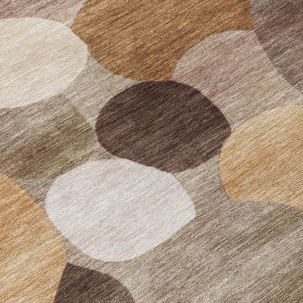 HomeRoots 8' Brown Copper and Beige Geometric Washable Rug - Durable Indoor/Outdoor Area Rug for All Spaces 689525