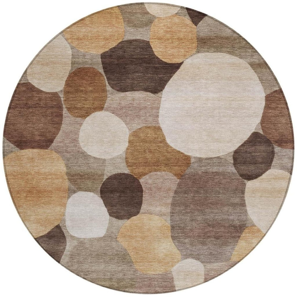 HomeRoots 8' Brown Copper and Beige Geometric Washable Rug - Durable Indoor/Outdoor Area Rug for All Spaces 689525