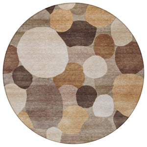 HomeRoots 8' Brown Copper and Beige Geometric Washable Rug - Durable Indoor/Outdoor Area Rug for All Spaces 689525
