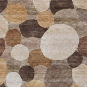 HomeRoots 9' Contemporary Brown Copper & Beige Geometric Washable Area Rug for Indoor/Outdoor Use - Durable & Stylish 689527
