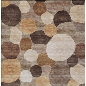 HomeRoots 9' Contemporary Brown Copper & Beige Geometric Washable Area Rug for Indoor/Outdoor Use - Durable & Stylish 689527