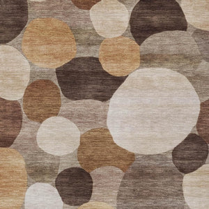 HomeRoots 10' Modern Geometric Washable Brown Copper Beige Area Rug – Durable, Stylish for Indoors & Outdoors 689528