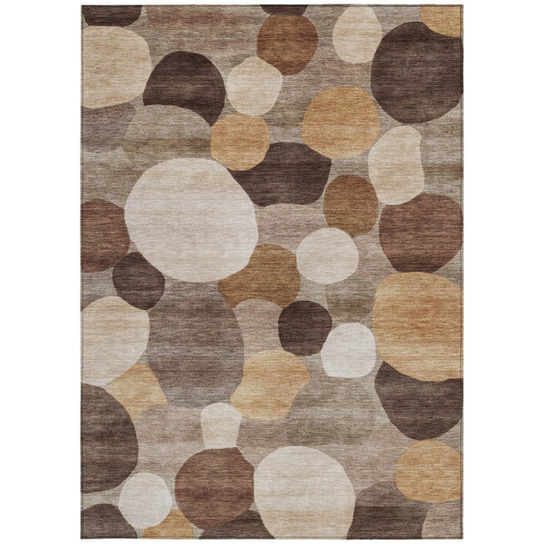 HomeRoots 10' Modern Geometric Washable Brown Copper Beige Area Rug – Durable, Stylish for Indoors & Outdoors 689528