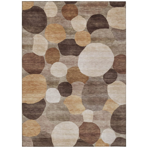 HomeRoots 10' Modern Geometric Washable Brown Copper Beige Area Rug – Durable, Stylish for Indoors & Outdoors 689528