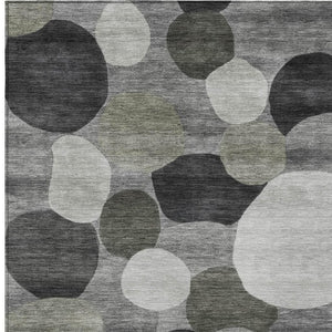 HomeRoots 8' X 10' Gray & Silver Geometric Washable Area Rug – Durable, Stylish for Indoor & Outdoor Spaces! 689532