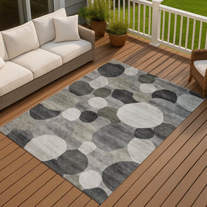 HomeRoots 9' X 12' Stylish Gray and Silver Geometric Area Rug - Washable, Durable, Perfect for Indoor/Outdoor Spaces 689533