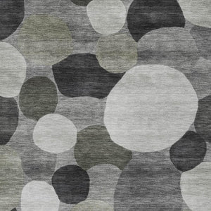 HomeRoots 10' Geometric Gray & Silver Washable Area Rug - Stylish, Durable, Ideal for Indoor & Outdoor Spaces 689534