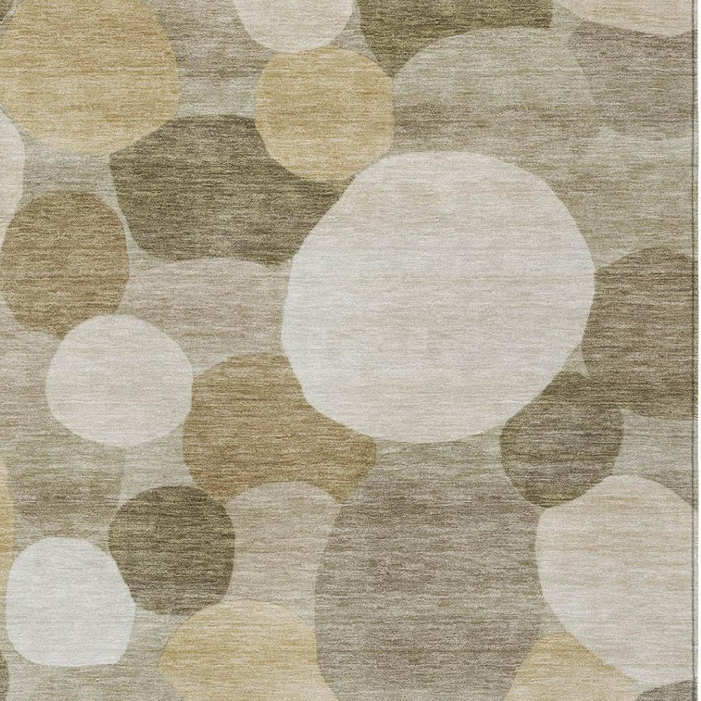 HomeRoots 8' X 10' Geometric Khaki and Beige Washable Area Rug – Stylish, Durable, Indoor/Outdoor Versatility! 689544