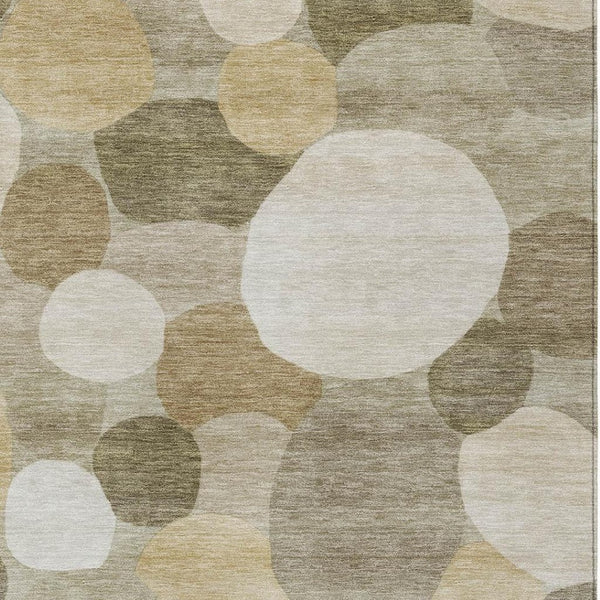 HomeRoots 8' X 10' Geometric Khaki and Beige Washable Area Rug – Stylish, Durable, Indoor/Outdoor Versatility! 689544