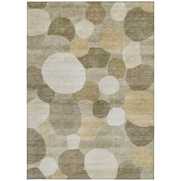 HomeRoots 9' X 12' Stylish Khaki and Beige Geometric Area Rug - Durable, Washable, Perfect for Indoor & Outdoor Use! 689545