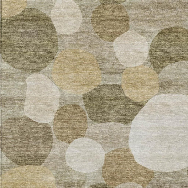 HomeRoots 10' Khaki and Beige Geometric Washable Area Rug - Indoor/Outdoor, Durable, Easy Care for High Traffic Areas 689546