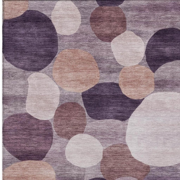 HomeRoots 5' X 8' Stylish Plum Gray Ivory Geometric Washable Rug – Durable Indoor/Outdoor Design for Busy Homes 689548