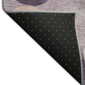 HomeRoots 8' Plum Gray and Ivory Round Geometric Area Rug - Stylish, Washable, Indoor/Outdoor Accent for Any Space 689549