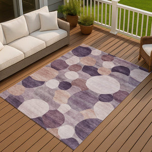 HomeRoots 10' Stylish Plum Gray and Ivory Geometric Area Rug – Washable, Durable, Indoor/Outdoor Versatility! 689552