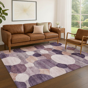 HomeRoots 10' Stylish Plum Gray and Ivory Geometric Area Rug – Washable, Durable, Indoor/Outdoor Versatility! 689552