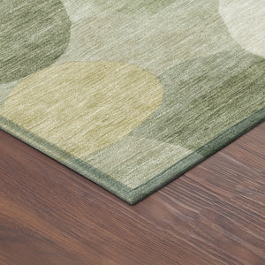HomeRoots 8' Stylish Sage Ivory Beige Round Geometric Rug - Washable, Durable, Indoor/Outdoor, Modern Design 689555