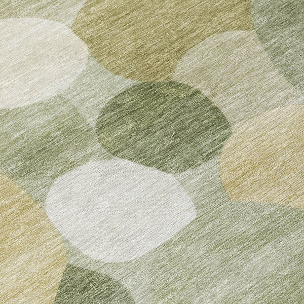 HomeRoots 8' Stylish Sage Ivory Beige Round Geometric Rug - Washable, Durable, Indoor/Outdoor, Modern Design 689555