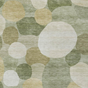 HomeRoots 8' X 10' Sage Ivory Beige Geometric Area Rug - Stylish, Washable, Indoor/Outdoor Durability for Any Space 689556