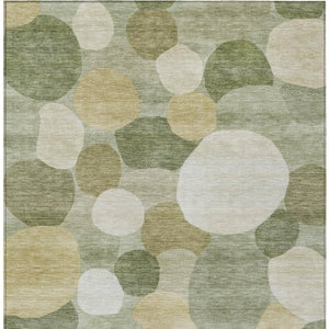 HomeRoots 10' Stylish Sage Ivory & Beige Geometric Washable Area Rug for Indoor/Outdoor Use - Durable & Easy Care 689558