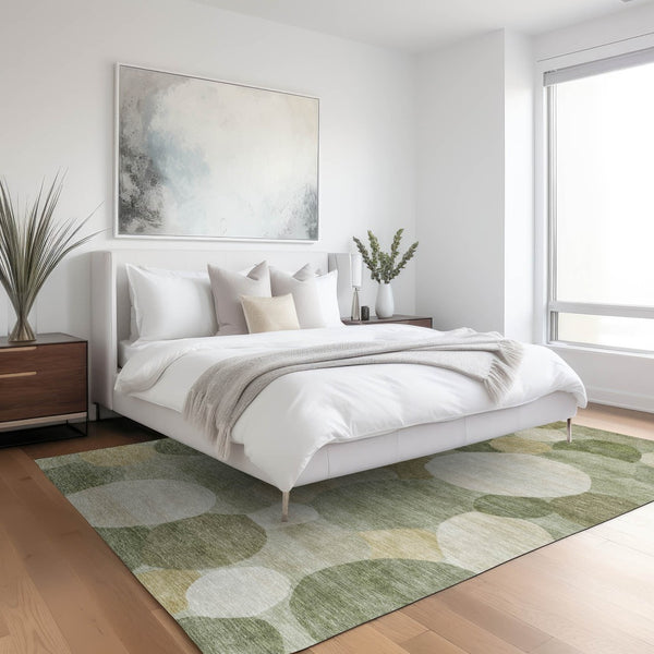 HomeRoots 10' Stylish Sage Ivory & Beige Geometric Washable Area Rug for Indoor/Outdoor Use - Durable & Easy Care 689558