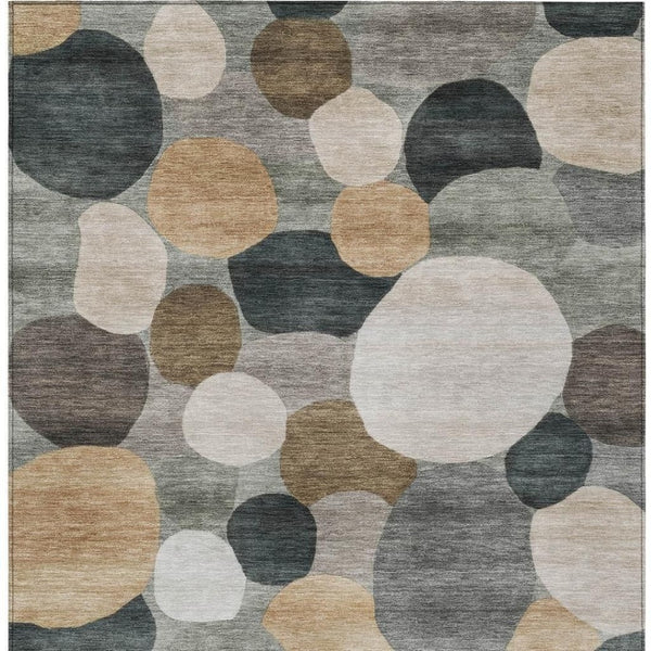 HomeRoots 5' X 8' Taupe and Brown Geometric Indoor Outdoor Area Rug - Durable, Washable & Versatile Design! 689560