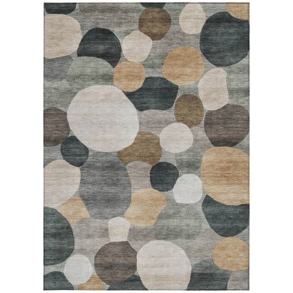 HomeRoots 5' X 8' Taupe and Brown Geometric Indoor Outdoor Area Rug - Durable, Washable & Versatile Design! 689560
