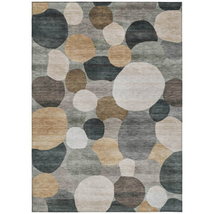 HomeRoots 5' X 8' Taupe and Brown Geometric Indoor Outdoor Area Rug - Durable, Washable & Versatile Design! 689560