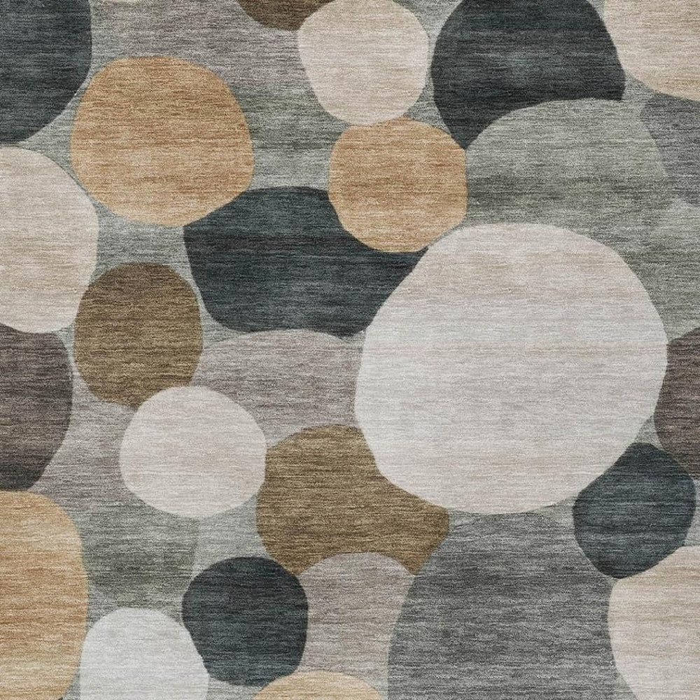 HomeRoots 8' X 10' Taupe & Brown Geometric Area Rug - Washable, Stain-Resistant, Perfect for Indoor & Outdoor Use 689562