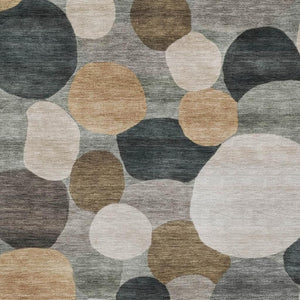 HomeRoots 9' Taupe and Brown Geometric Washable Area Rug - Indoor/Outdoor, Durable, Stylish, Easy Care! 689563