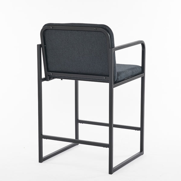 English Elm Set Of 2 Stylish Dark Gray Upholstered Counter Height Bar Stools With Armrests For Modern Dining W1901P225274-GIGA