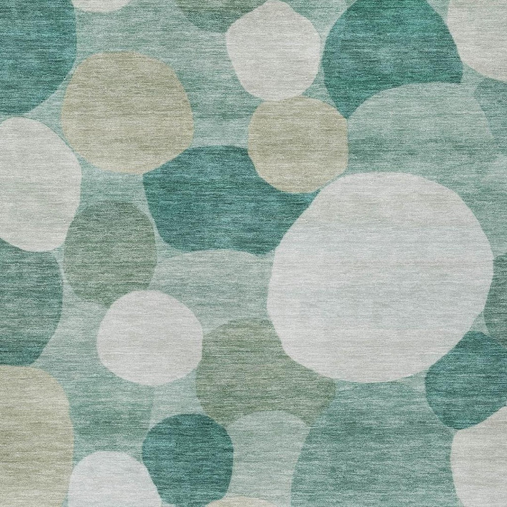 HomeRoots 8' X 10' Teal Blue and Ivory Geometric Area Rug - Stylish, Washable, Durable for Indoor & Outdoor Use 689568