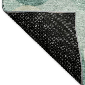 HomeRoots 9' X 12' Teal Blue & Ivory Geometric Area Rug - Washable, Stain-Resistant for Indoor & Outdoor Use! 689569