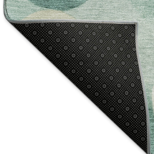 HomeRoots 9' X 12' Teal Blue & Ivory Geometric Area Rug - Washable, Stain-Resistant for Indoor & Outdoor Use! 689569