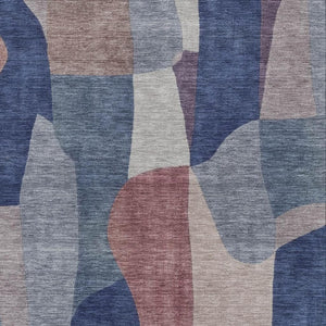 HomeRoots 5' X 8' Blue and Copper Abstract Area Rug – Durable, Washable, Indoor-Outdoor Style for Modern Spaces 689572
