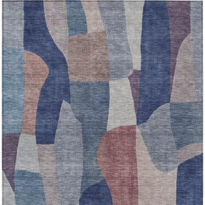 HomeRoots 5' X 8' Blue and Copper Abstract Area Rug – Durable, Washable, Indoor-Outdoor Style for Modern Spaces 689572