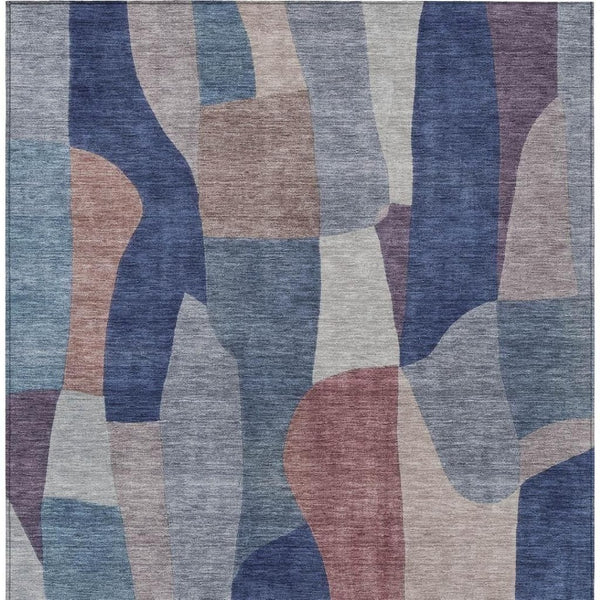 HomeRoots 5' X 8' Blue and Copper Abstract Area Rug – Durable, Washable, Indoor-Outdoor Style for Modern Spaces 689572