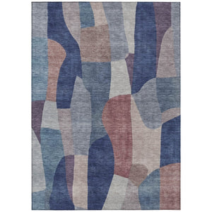 HomeRoots 5' X 8' Blue and Copper Abstract Area Rug – Durable, Washable, Indoor-Outdoor Style for Modern Spaces 689572