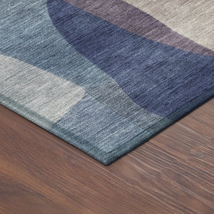 HomeRoots 8' Blue and Copper Round Abstract Area Rug - Durable, Washable, Stylish for Indoor & Outdoor Spaces 689573