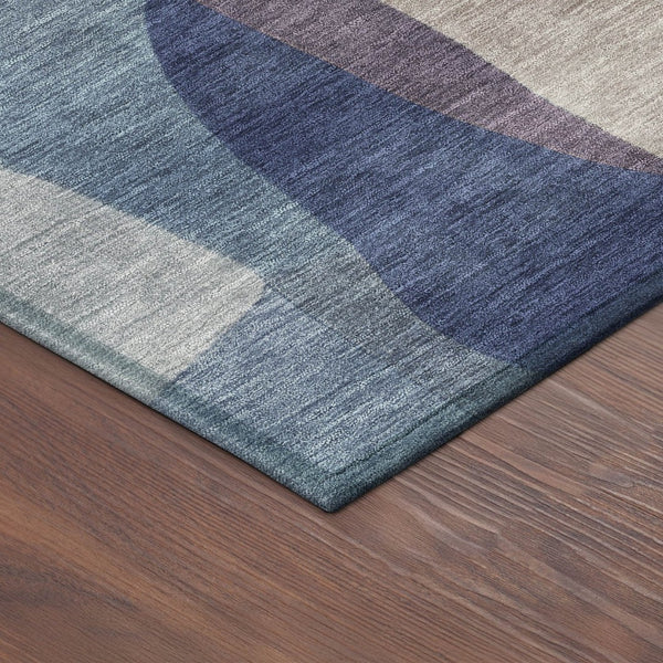 HomeRoots 8' Blue and Copper Round Abstract Area Rug - Durable, Washable, Stylish for Indoor & Outdoor Spaces 689573