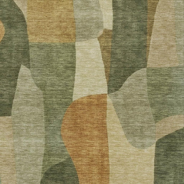 HomeRoots 5' X 8' Fern Green & Gold Abstract Area Rug - Stylish, Durable, Machine Washable for Indoor/Outdoor Use 689578