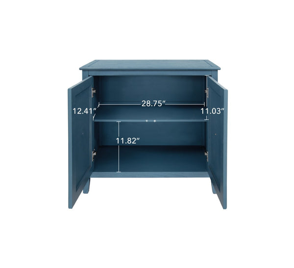 English Elm Geometric Diamond Embossed Sideboard Cabinet Matte Vintage Mdf Entryway Storage Blue W688P364739