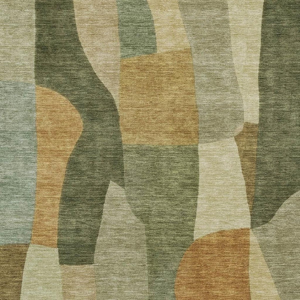HomeRoots 9' Fern Green & Gold Abstract Washable Area Rug - Stylish, Durable, Indoor/Outdoor Versatility! 689581