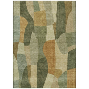 HomeRoots 9' Fern Green & Gold Abstract Washable Area Rug - Stylish, Durable, Indoor/Outdoor Versatility! 689581