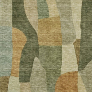 HomeRoots 10' Fern Green and Gold Abstract Area Rug – Stylish, Washable, Indoor/Outdoor – Durable and Versatile 689582