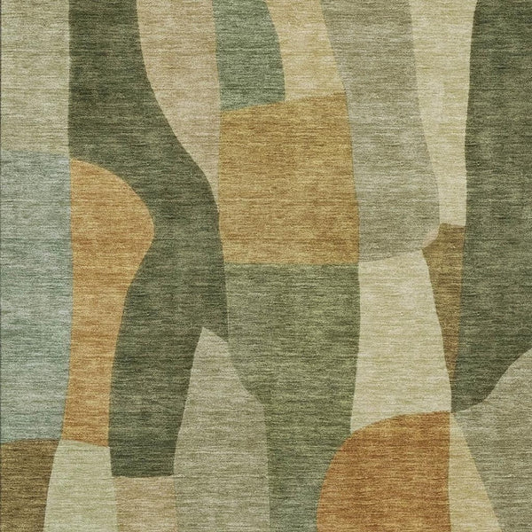 HomeRoots 10' Fern Green and Gold Abstract Area Rug – Stylish, Washable, Indoor/Outdoor – Durable and Versatile 689582