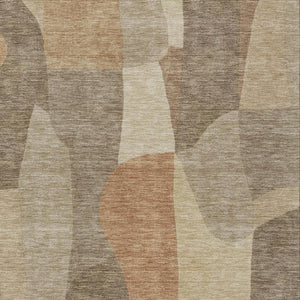 HomeRoots 5' X 8' Khaki Beige Abstract Area Rug – Durable, Washable, Versatile for Indoor & Outdoor Spaces 689584