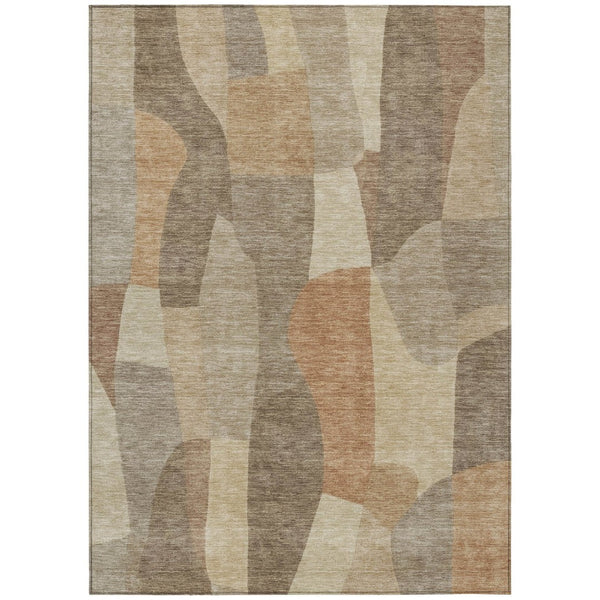 HomeRoots 10' Abstract Khaki and Beige Washable Area Rug – Versatile Indoor/Outdoor Design for Every Space 689588