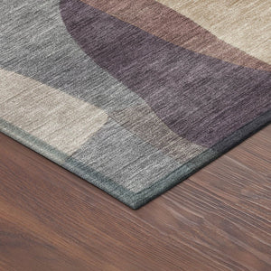 HomeRoots 8' Plum and Copper Round Abstract Rug - Stylish, Washable, Durable for Indoor & Outdoor Spaces! 689591